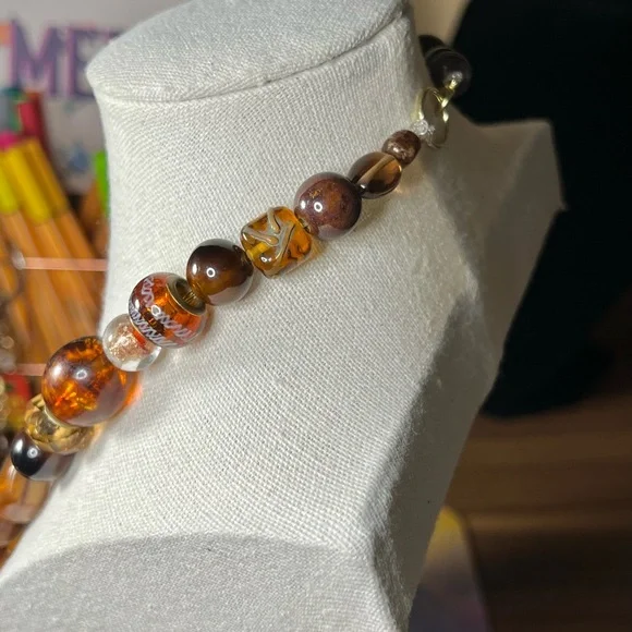 “Sienna Sunset” Artisan Beaded Necklace & Earring Set - Picture 9 of 11